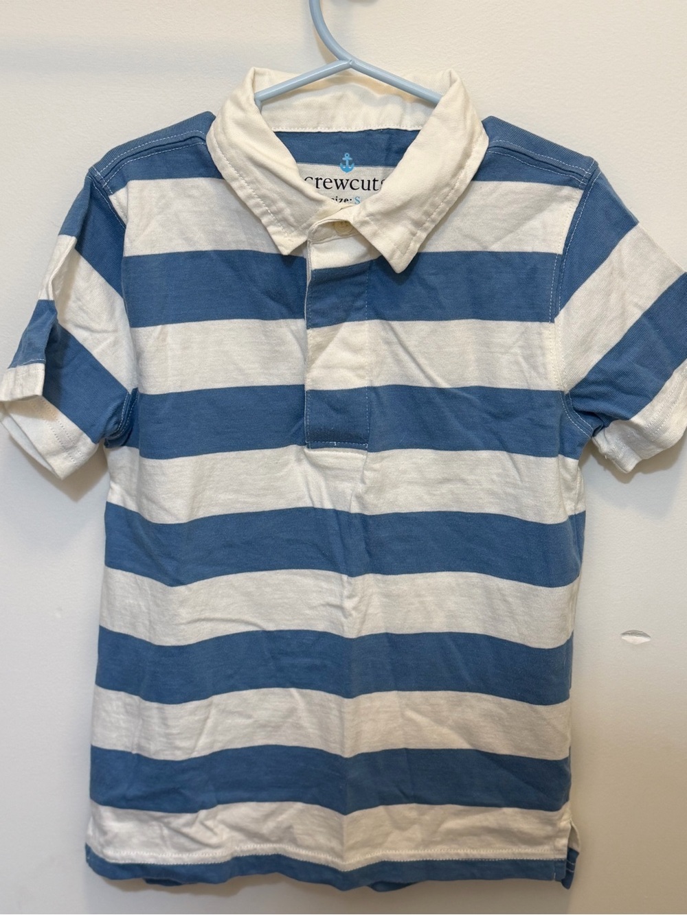 Crewcuts Blue and White Horizontal Stripe Polo